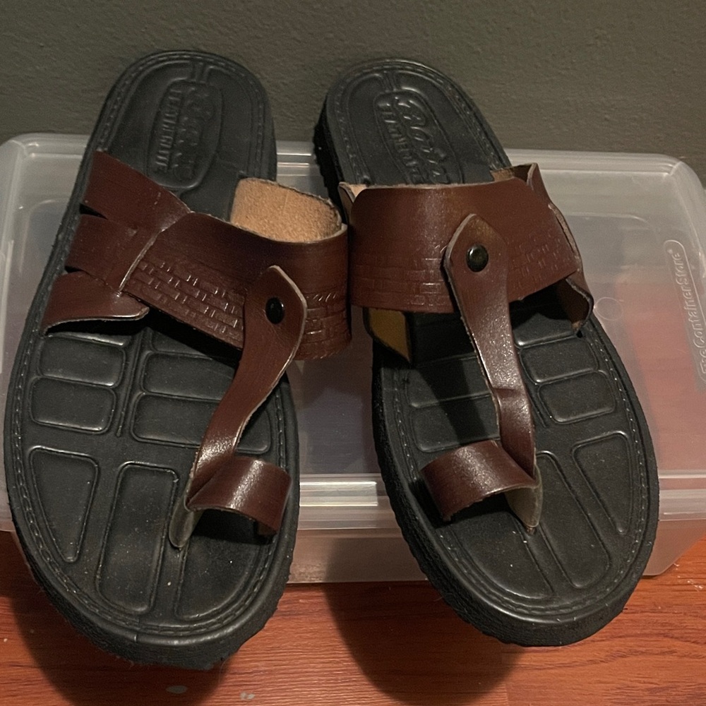 Bata Dark Brown Leather Men's Sandals